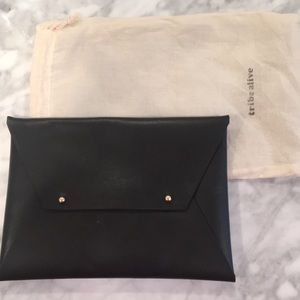 Black Tribe Alive leather clutch